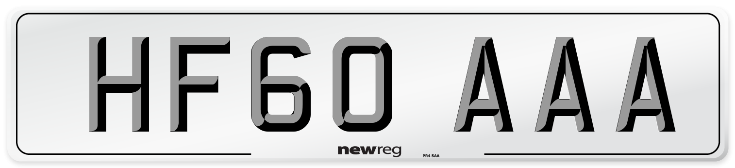 HF60 AAA Number Plate from New Reg